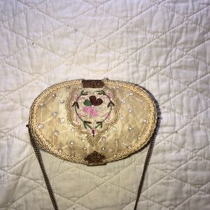 Beaded Champagne-Colored Purse